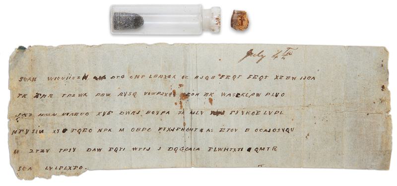 The encrypted note, dated July 4, 1863, was meant for besieged Confederate Lt. Gen. John C. Pemberton, and read in part, "You can expect no help from this side of the river."