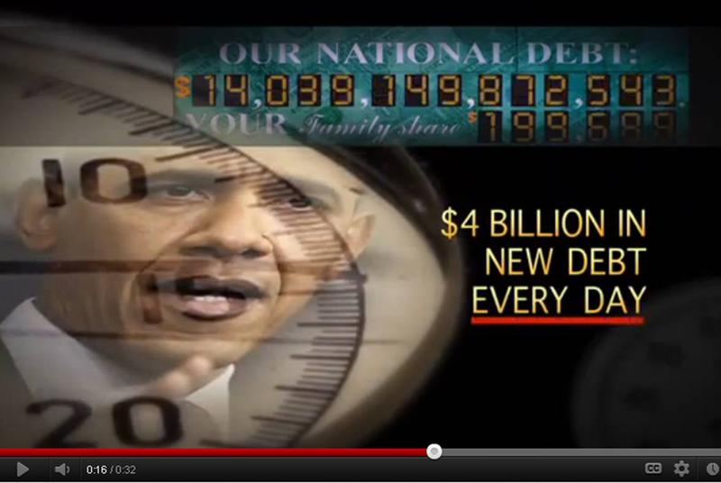 Still from an ad being run by Crossroads GPS, a tax-exempt group founded by Karl Rove to advocate conservative issues