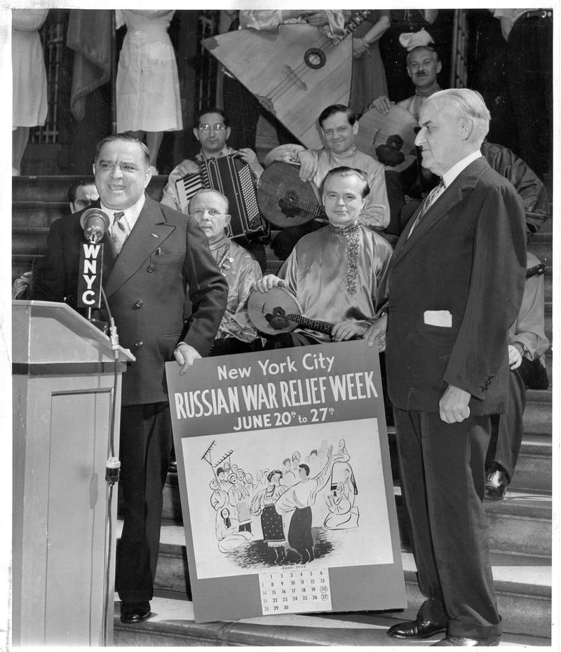 Mayor F. H. La Guardia launches Russian War Relief Week on June 20, 1942. (WNYC Archive Collections)