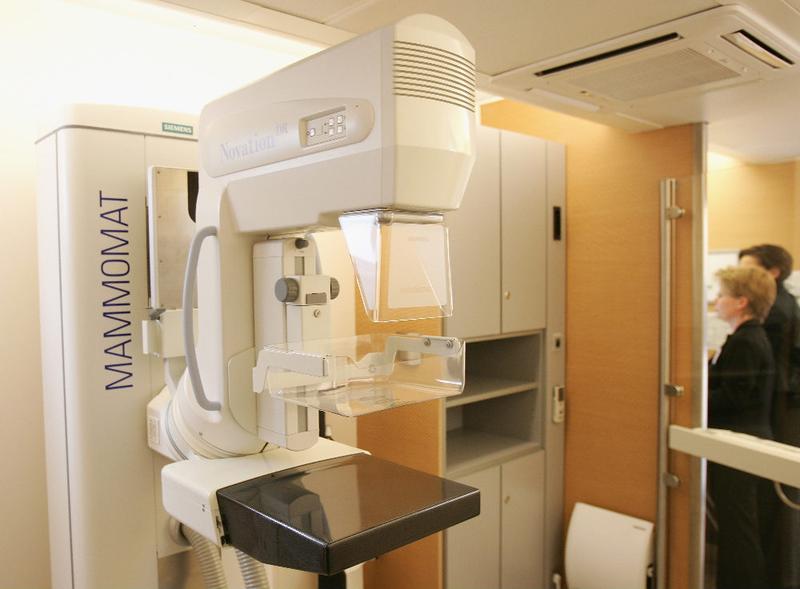 A digital mammomat inside a mobile mammogram service.
