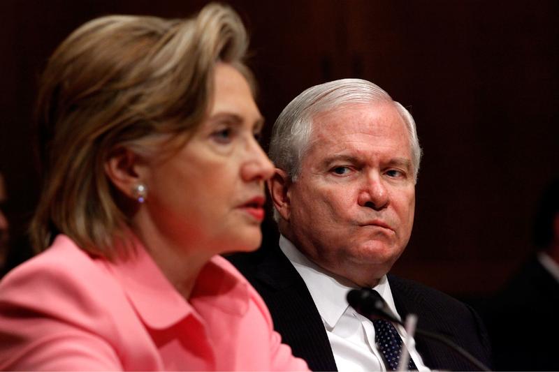 .S. Secretary of State Hillary Clinton (L) testifies before the Senate Foreign Relations Committee with Defense Secretary Robert Gates about the new START (Strategic Arms Reduction Treaty) treaty.