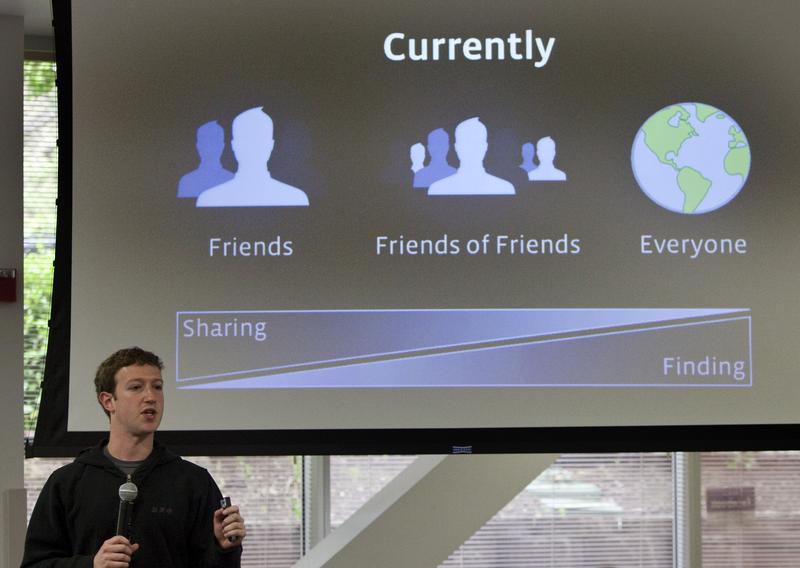 Mark Zuckerberg, chief executive officer of Facebook, holds a press conference at company headquarters in Palo Alto, Calif.