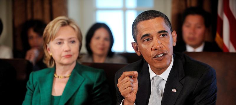 President Obama with Secretary of State Hillary Clinton.