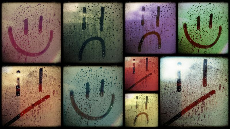 Smiley faces on glass