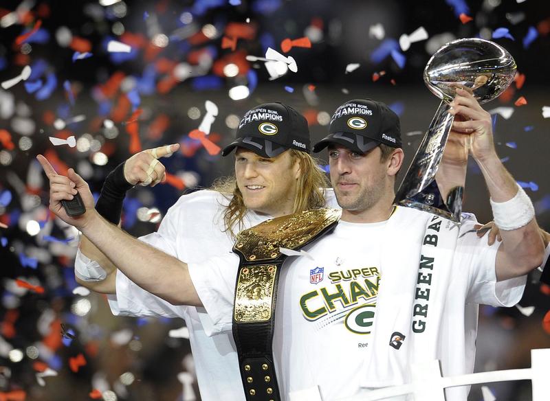 Green Bay Packers quarterback Aaron Rodgers after NFL Super Bowl XLV.