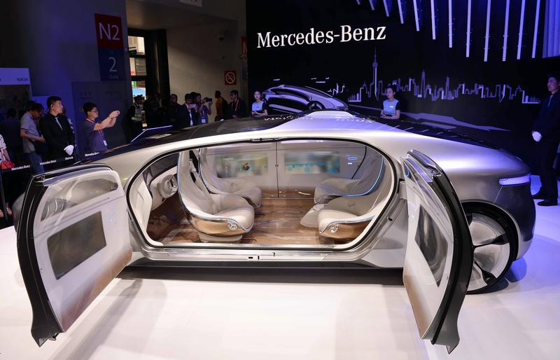 A driverless car from Mercedes-Benz is seen on display during the first Consumer Electronics Show (CES) in Asia in Shanghai on May 26, 2015.