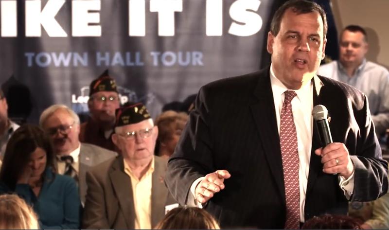 Still from 'Telling It Like It Is' video on Governor Chris Christie's campaign web site.