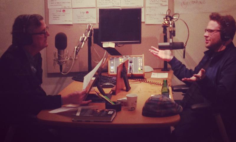 Kurt Andersen and Seth Rogen in the studio