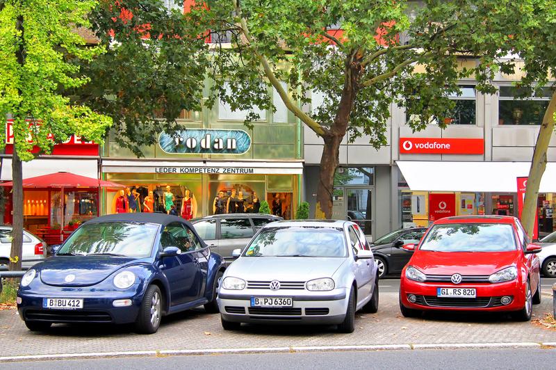 Volkswagen cars parked on the streets of Berlin, Germany on September 12, 2013.