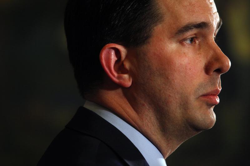 Republican Gov. Scott Walker speaks at a news conference inside the Wisconsin State Capitol February 21, 2011 in Madison, Wisconsin.
