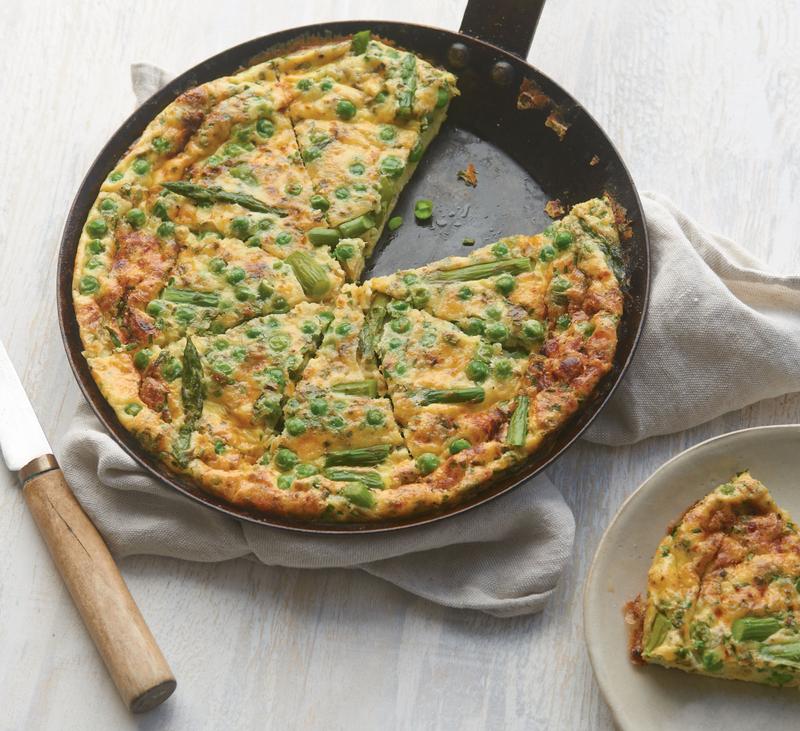 Frittata with Asparagus, Fresh Peas, Tarragon, and Chives from The Simple Art of Vegetarian Cooking