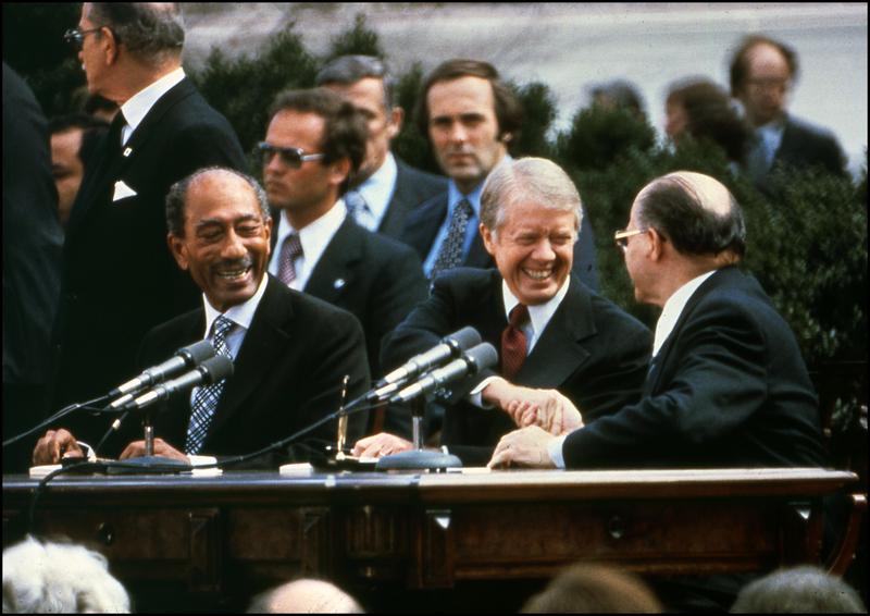 The Camp David Accords were signed by Egyptian President Anwar El Sadat; President Jimmy Carter, and Israeli Prime Minister Menachem Begin, the White House, 17 September, 1978