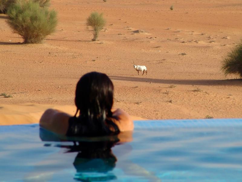 A pool at the Al Maha desert resort in the United Arab Emirates