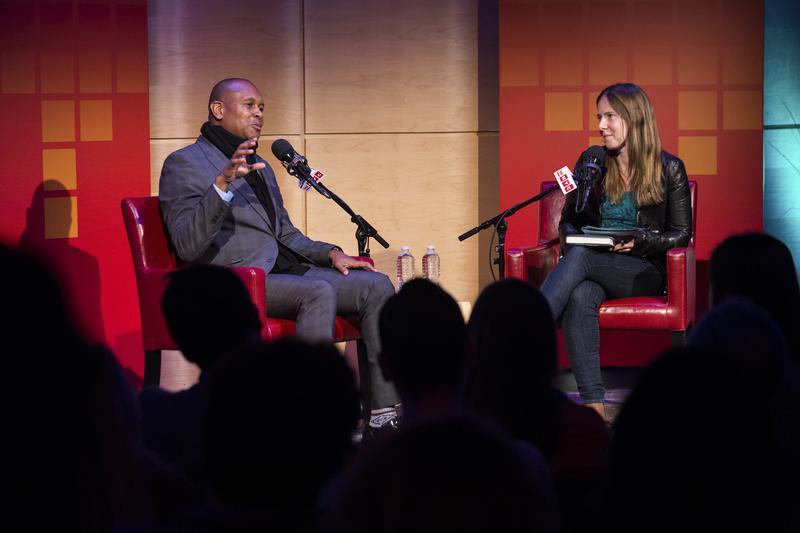 Kevin Powell and host Anna Sale in The Greene Space