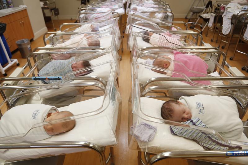 Newborns rest in the nursery of Aishes Chayil, a postpartum recovery center, in Kiryas Joel, N.Y., Feb. 16, 2017.
