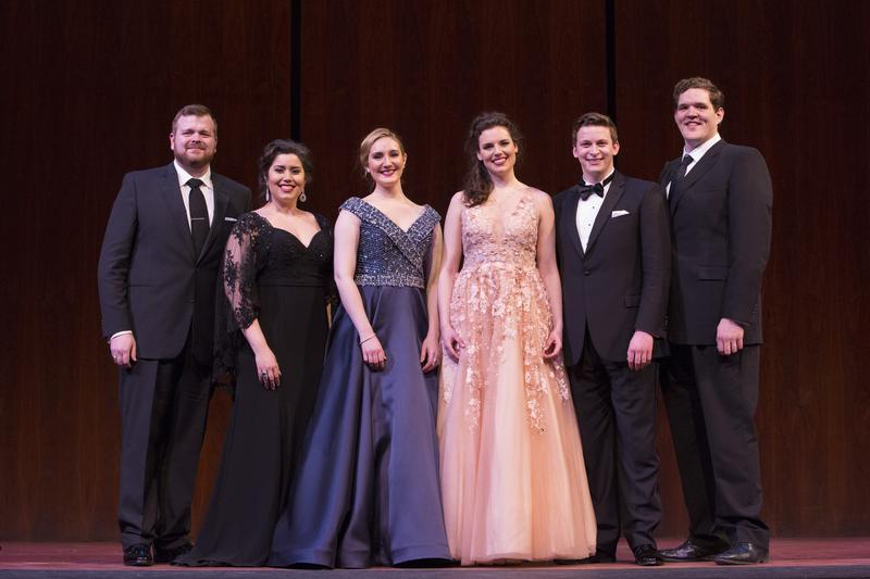 The winners of the 2017 National Council Grand Finals Concert: Kyle van Schoonhoven, Vanessa Vasquez, Samantha Hankey, Kirsten MacKinnon, Aryeh Nussbaum Cohen, and Richard Smagur.