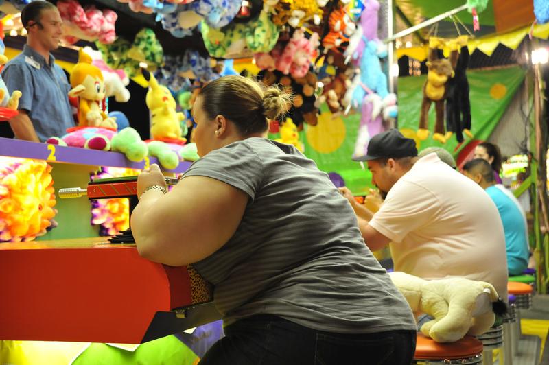 A couple at an amusement park in Miami, Florida.
