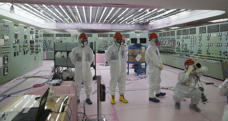 The central operating control room of the No. 1 and No. 2 reactors is opened to the media by Tokyo Electric Power Co. (TEPCO) at the crippled Fukushima Daiichi power plant