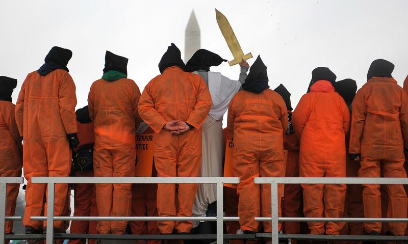 Demonstrators hold a rally against torture 11 January 2008 on the National Mall in Washington, DC.