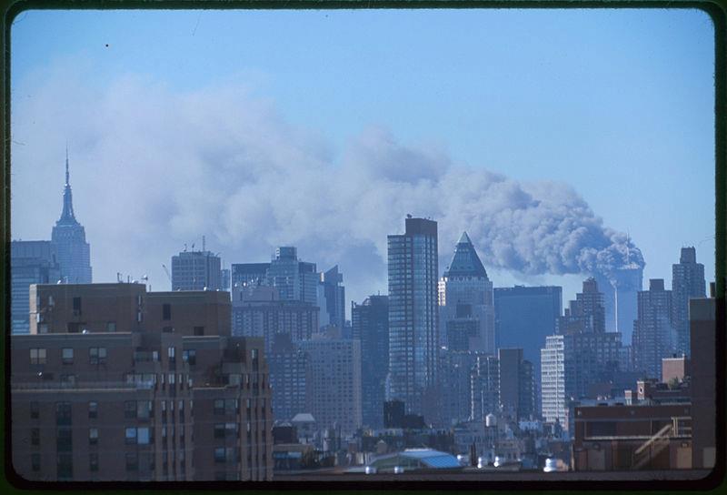 The World Trade Center burning on September 11, 2001,