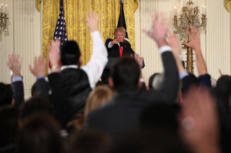 President Donald Trump calls on a reporter during a news conference, Thursday, Feb. 16, 2017.