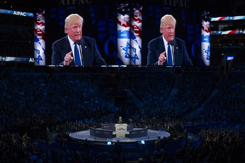 Republican presidential candidate Donald Trump speaks at the 2016 American Israel Public Affairs Committee (AIPAC) Policy Conference at the Verizon Center, on Monday, March 21, 2016.