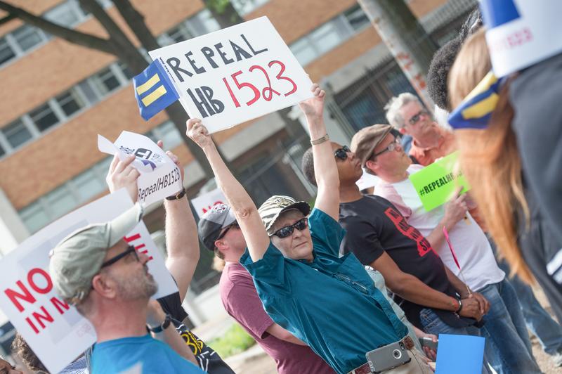 Human Rights Campaign organized a rally and march on Sunday, May 1, 2016 from the Mississippi Capitol in Jackson to the Governor's Mansion to protest HB 1523 which was signed into law in April.