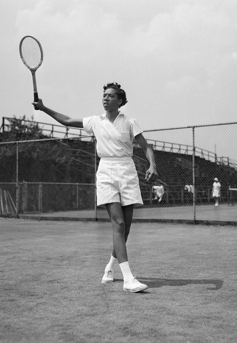 Althea Gibson at the West Side Tennis Club, Forest Hills, NY, ca 1950.