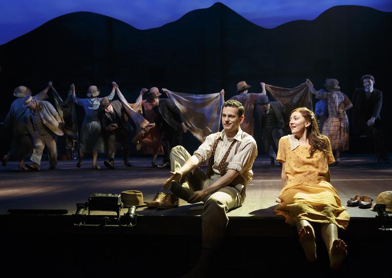 Wayne Alan Wilcox as Jimmy Ray Dobbs and Carmen Cusack as Alice Murphy with the cast of the world premiere of 'Bright Star.'