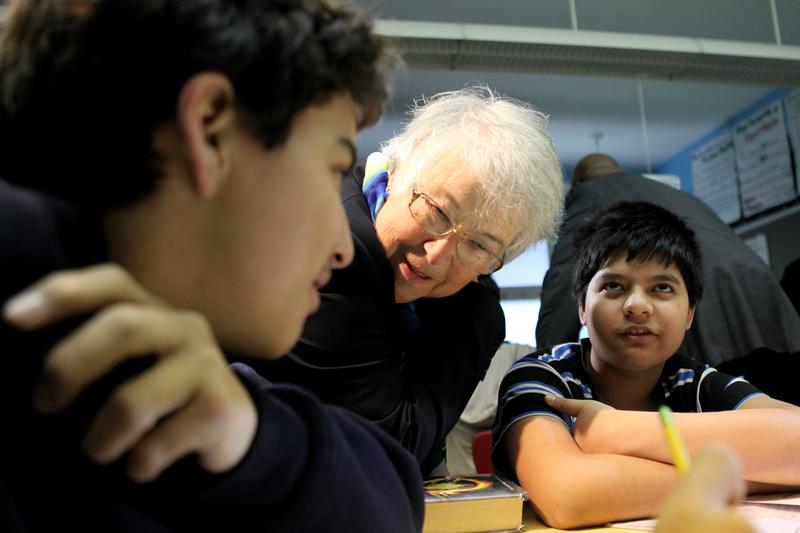 Schools Chancellor Carmen Farina visits a middle school classroom at J.H.S. 088 Peter Rouget in Park Slope.