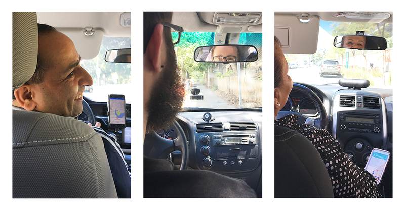 Interviewing Uber drivers from the back seat.