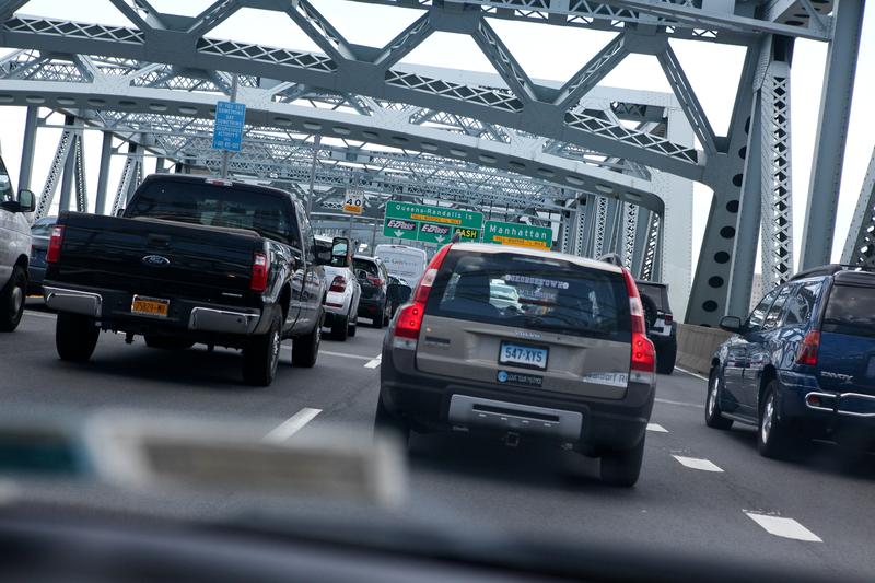 Traffic back ups leading to the toll plaza on the BQE.