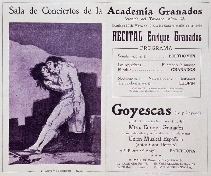 A playbill of a concert by Spanish pianist Enrique Granados in Barcelona, May 1915.