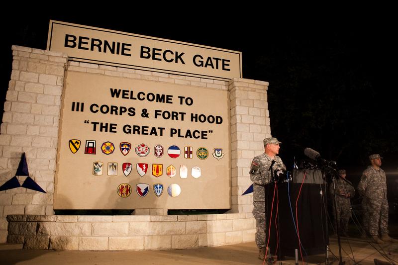 General Mark Milley, III Corps and Fort Hood Commanding General, speaks to media during a press conference about a shooting that occurred earlier in the day at Fort Hood Military Base on April 2, 2014