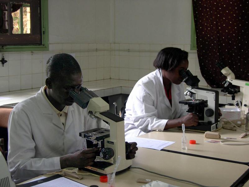 Researchers in a laboratory in the Madagascan capital Antananarivo in Sept. 2004. The Pasteur Institute of Madagascar hosted training for scientists from 9 other African counties with plague.