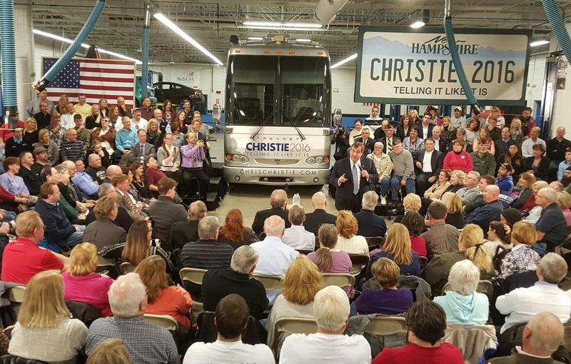 New Jersey Governor Chris Christie arrives in Nashua, New Hampshire, Feb. 1, 2016.