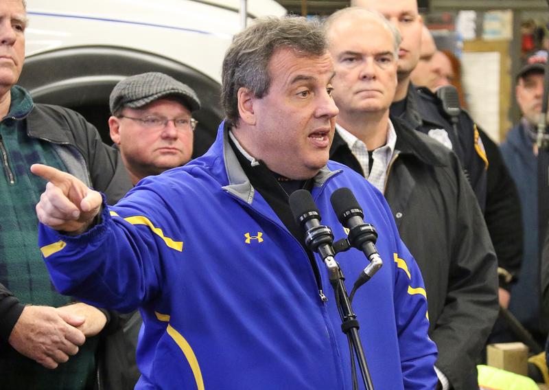 New Jersey Governor Chris Christie gives press conference on Winter Storm Jonas, Sayreville Department of Public Works, Jan 23, 2016