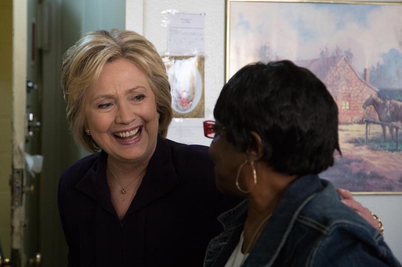 Democratic presidential hopeful Hillary Clinton makes a campaign stop in New York City ahead of Tuesday's primary contest.