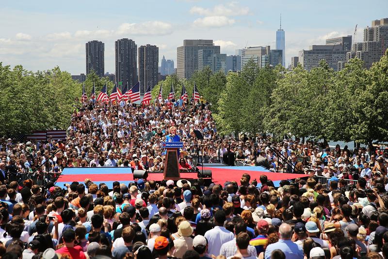 Democratic Presidential candidate Hillary Clinton speaks at her official kickoff rally at the Four Freedoms Park on Roosevelt Island in Manhattan on June 13, 2015 in New York City.
