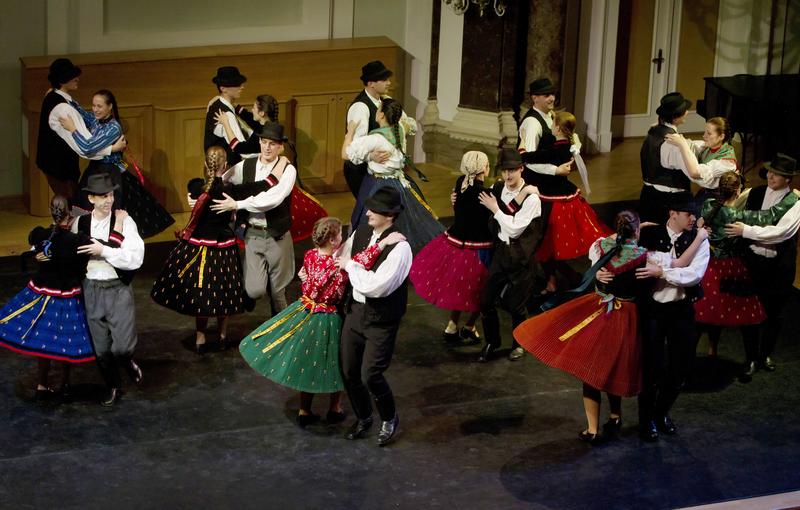Hungarian folk dancing in Budapest.