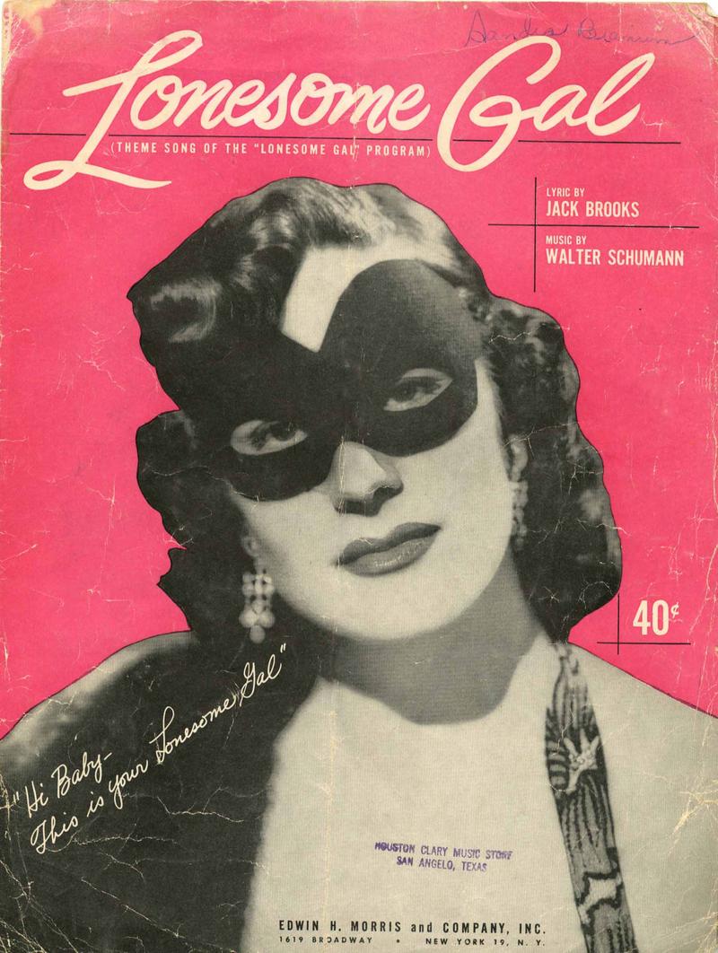 Sheet music for the Lonesome Gal theme song from 1951.