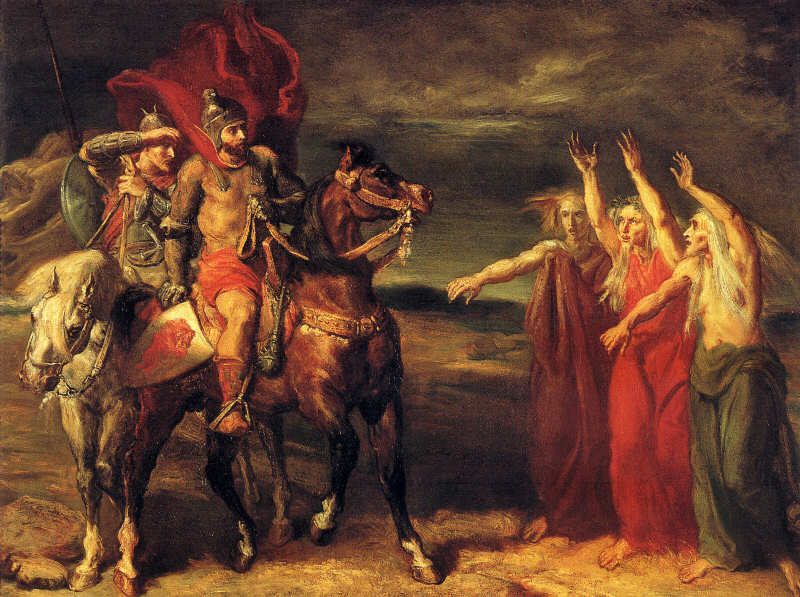 'Macbeth and Banquo Meeting the Witches on the Heath' by Théodore Chassériau.