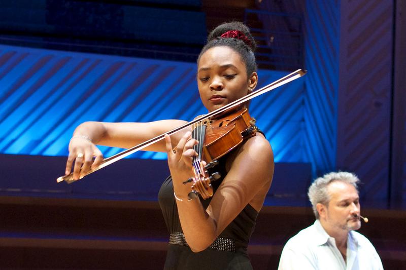 Violist Mira Williams at the New World Center in Miami.