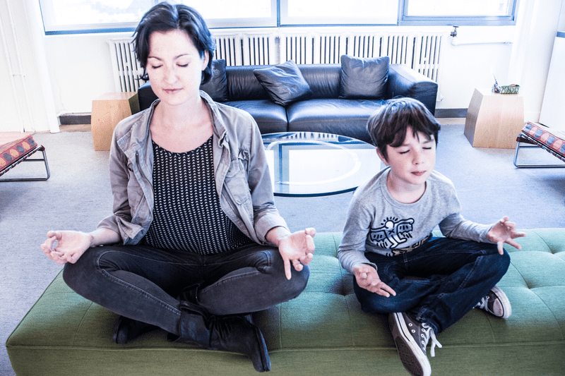 Host Mary Harris and her son Leo take a few minutes out of their day to find some solitude.