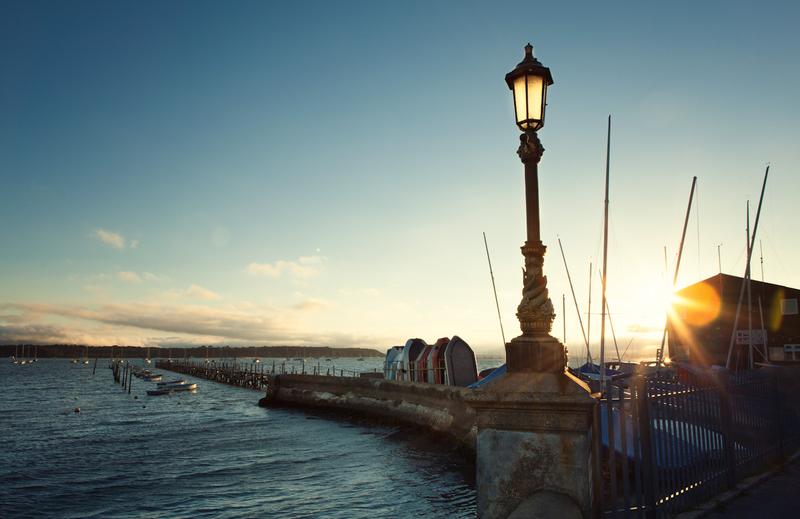 Sundown at Sandbanks in Poole, England.