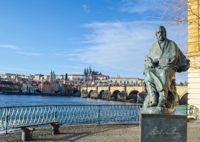 A statue of composer Bedřich Smetana in in Prague.