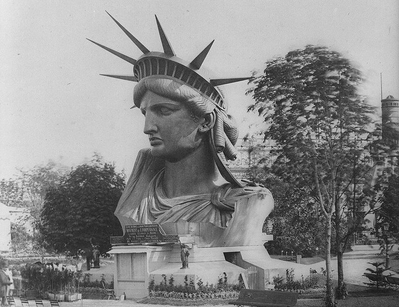Bartholdi displayed the statue’s head at the 1878 world’s fair in Paris. Proceeds from postcard and souvenir sales helped fund Liberty’s construction.