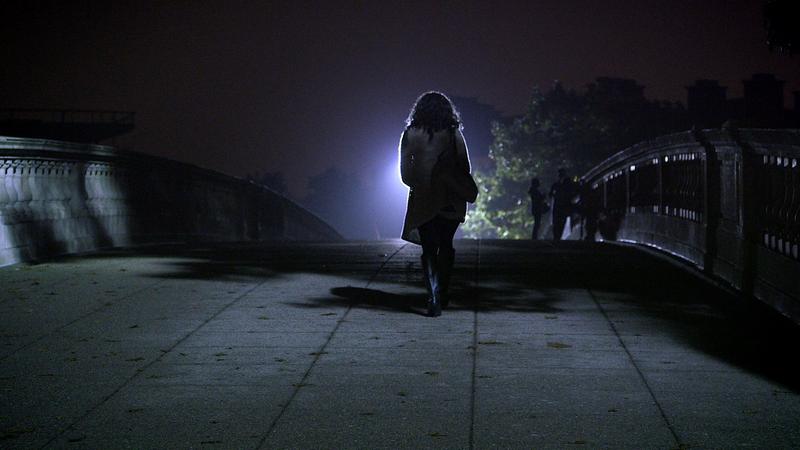 A woman on a college campus in THE HUNTING GROUND