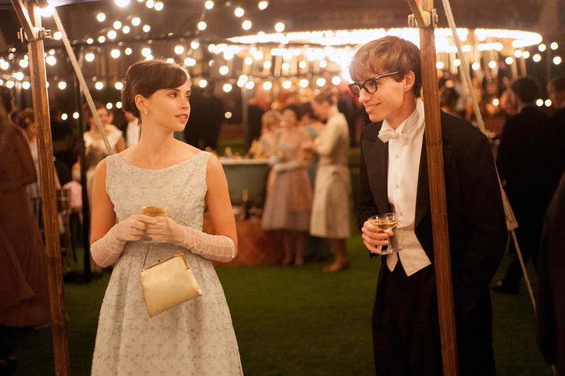 Felicity Jones stars as Jane Wilde and Eddie Redmayne stars as Stephen Hawking in <em>The Theory of Everything</em>