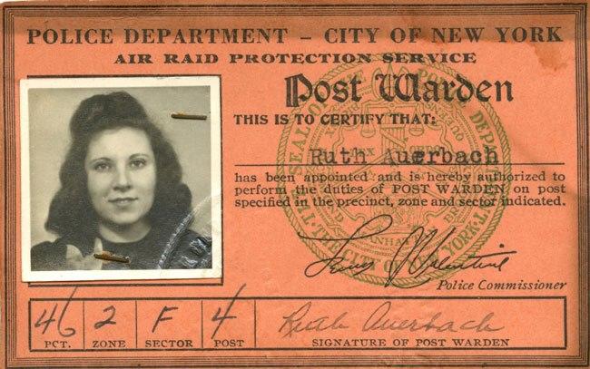 World War II air-raid warden I.D. card.
